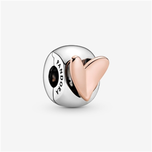 FREEHAND HEART CLIP CHARM, SILVER/ROSE GOLD