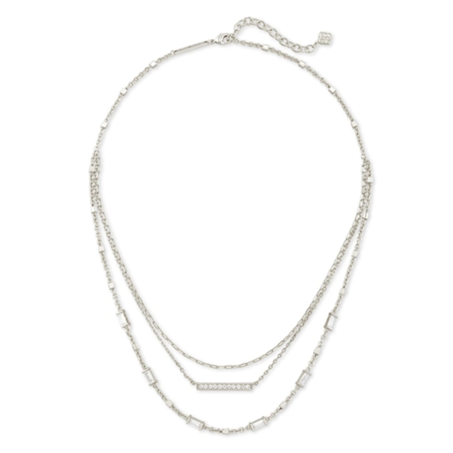 Addison Multi Strand Necklace, Rhodium