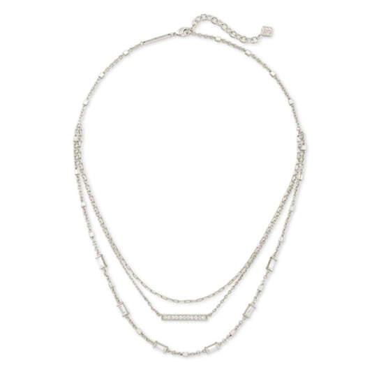 Addison Multi Strand Necklace, Rhodium