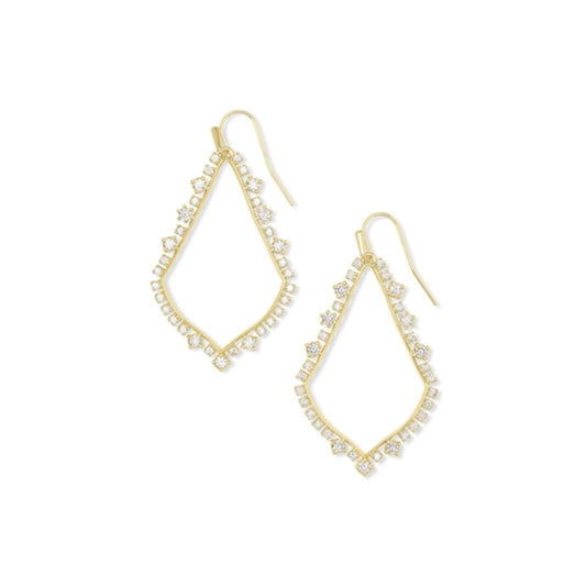 Pave Sophee Earrings, Gold White CZ