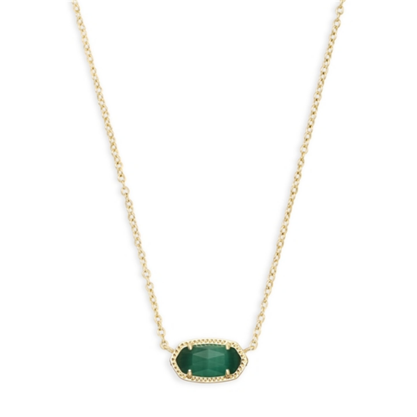 ELISA NECKLACE, GOLD/EMERALD CAT'S EYE
