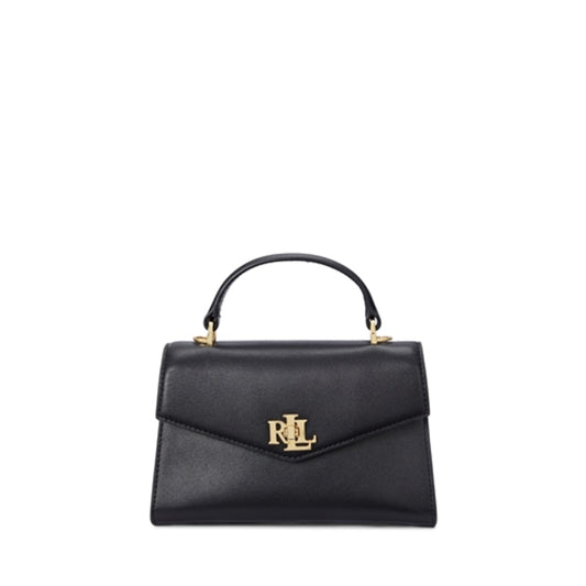 Leather Small Farrah Satchel, Black
