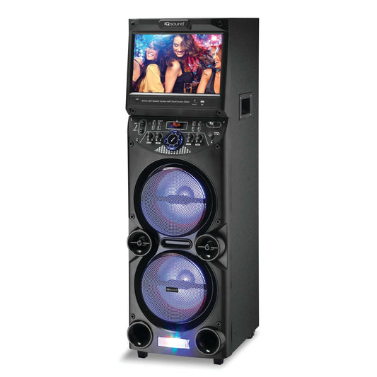 2 X 10" PRO DJ BLUETOOTH KARAOKE SPEAKER W/ 14" TOUCHSCREEN TABLET