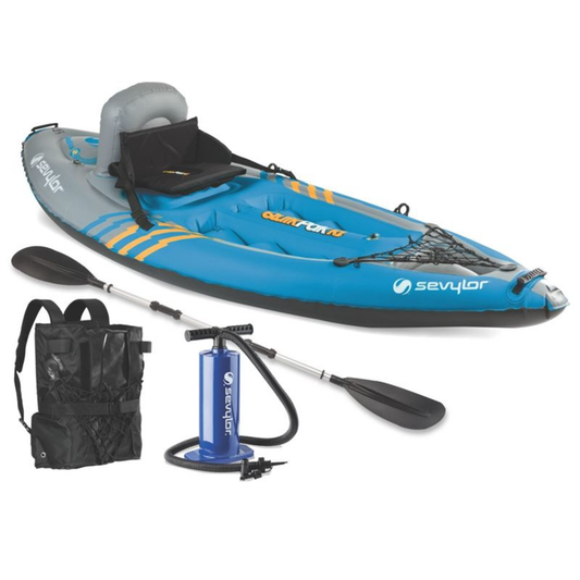 1 - PERSON SEVYLOR QUIKPAK SIT ON TOP KAYAK WITH PUMP AND PADDLE