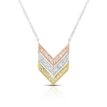 DIAMOND STERLING TRIPLE V NECKLACE