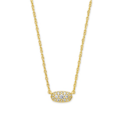 GRAYSON CRYSTAL PENDANT NECKLACE, GOLD METAL WHITE CZ