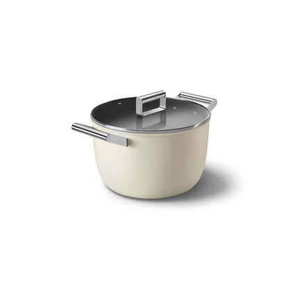 RETRO-STYLE 8QT NONSTICK CASSEROLE W/ LID CREAM