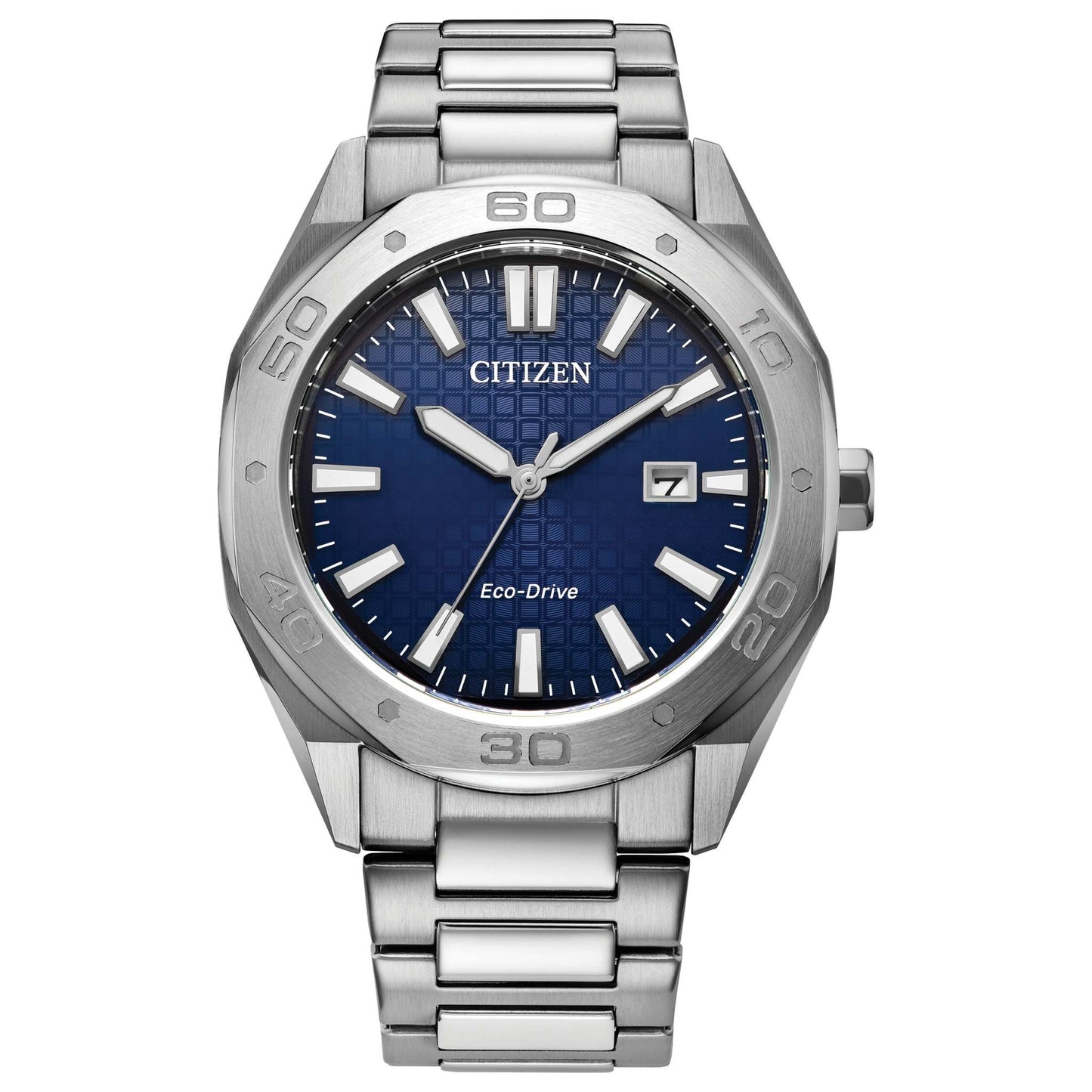 Men's Weekender Sporty Eco-Drive Silver-Tone SS Watch, Blue Dial