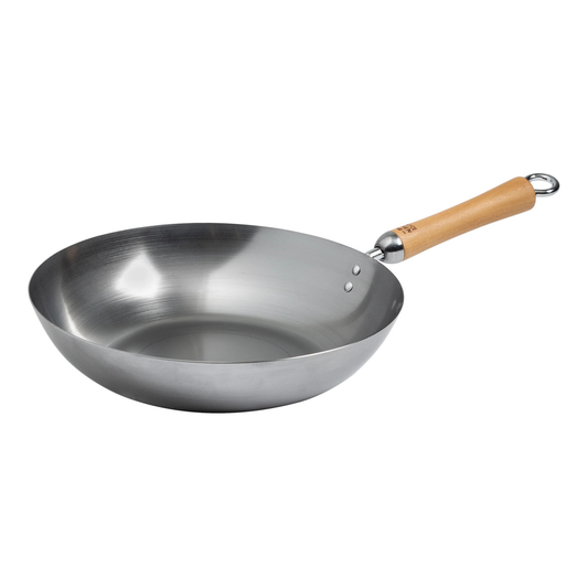 JOYCE CHEN CLASSIC SERIES 12-INCH CARBON STEEL STIR FRY PAN WITH BIRCH HANDLE