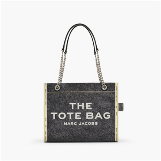 The Denim Chain Medium Tote Bag, Black Wash