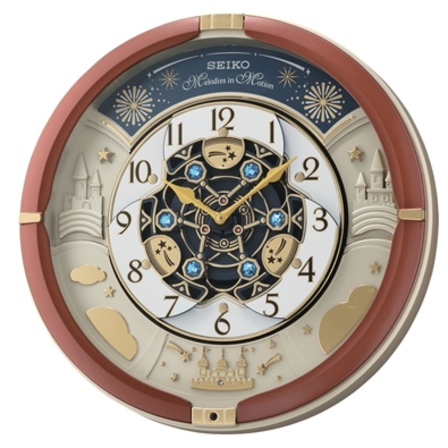 CASTLE NIGHT MELODIES IN MOTION CLOCK, BROWN