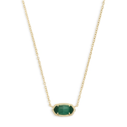 ELISA NECKLACE, GOLD/EMERALD CAT'S EYE