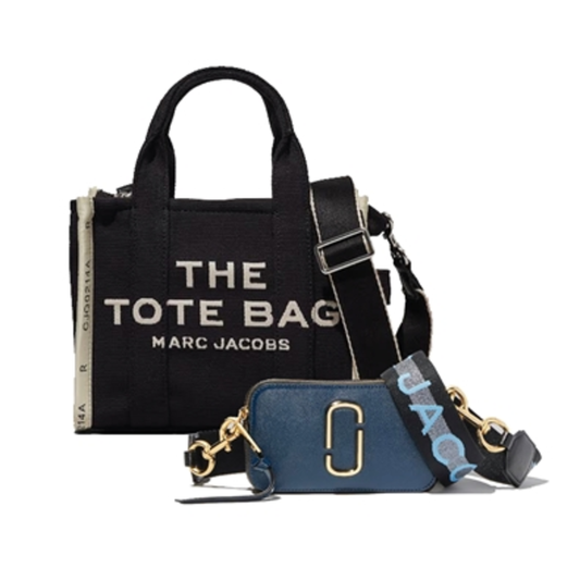 THE SMALL TOTE AND SNAPSHOT SET, BLACK/BLUE, 10"X5"