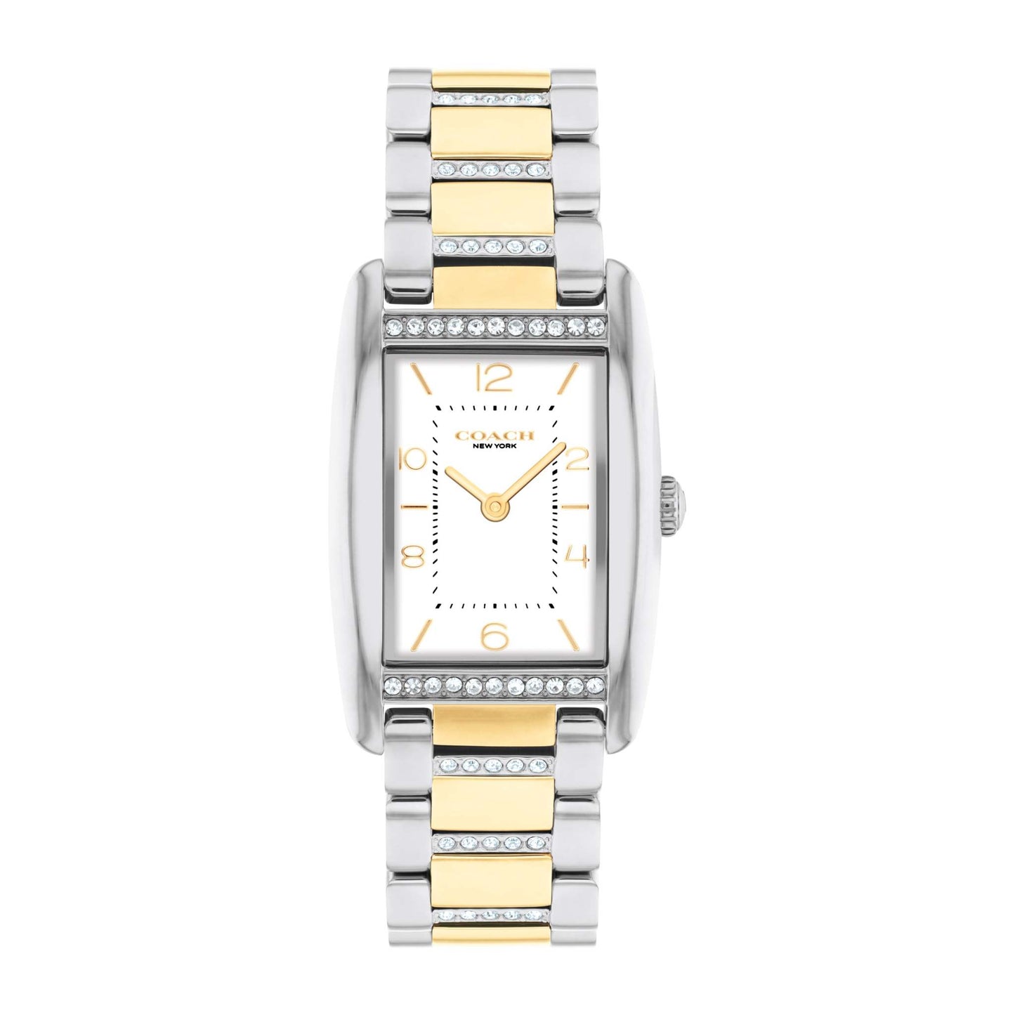 LADIES' REESE RECTANGLE TWO-TONE STAINLESS STEEL CRYSTAL WATCH