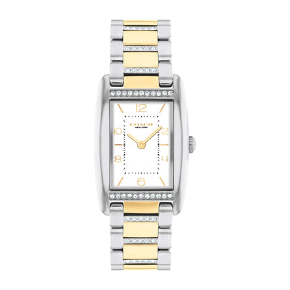 LADIES' REESE RECTANGLE TWO-TONE STAINLESS STEEL CRYSTAL WATCH