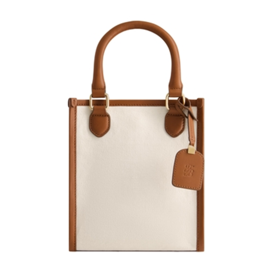 SOLID CANVAS NORTH SOUTH TOTE, NATURAL, 9"