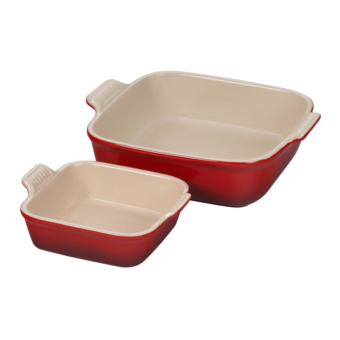 2PC HERITAGE STONEWARE SQUARE BAKING DISH SET CERISE