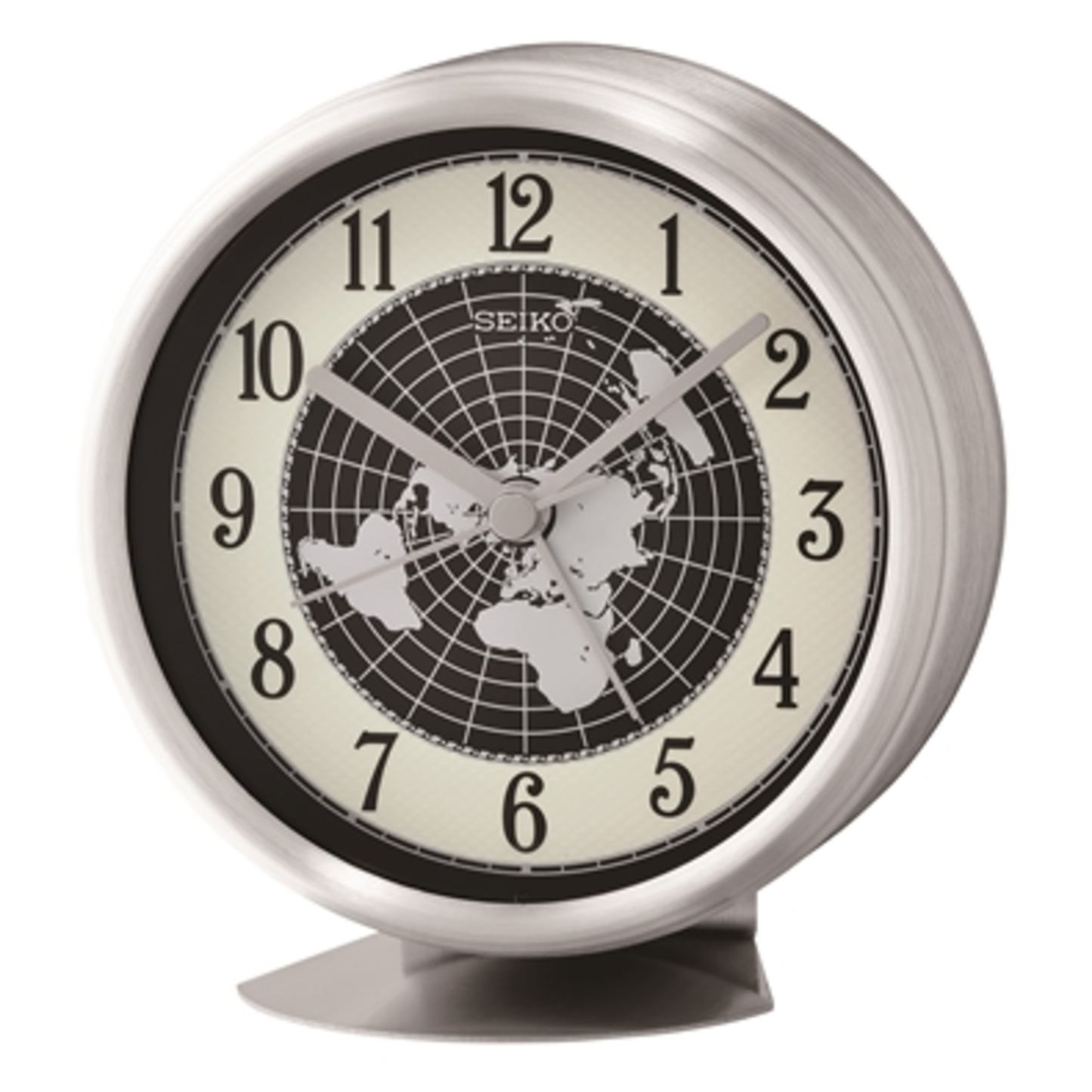 AERO ALARM CLOCK, SILVER, 4" X 4" X