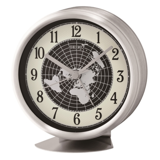 AERO ALARM CLOCK, SILVER, 4" X 4" X