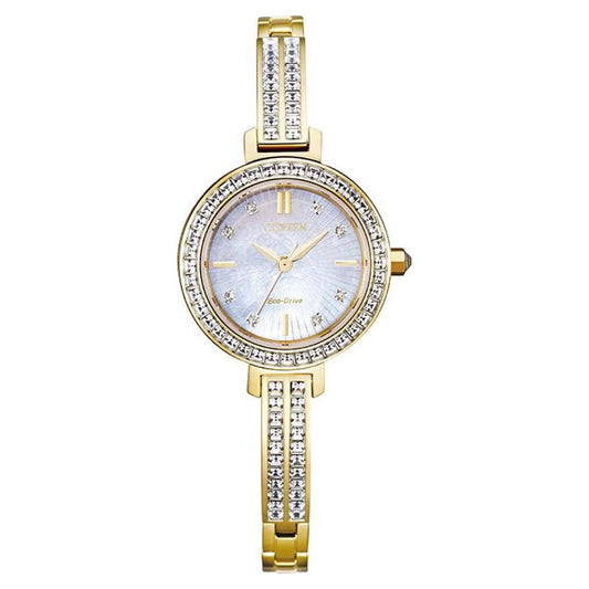 LADIES SILHOUETTE CRYSTAL ECO-DRIVE WATCH MOTHER-OF-PEARL DIAL