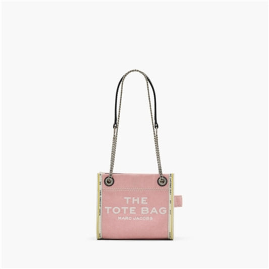 THE DENIM CHAIN CROSSBODY TOTE BAG, RIBBON PINK