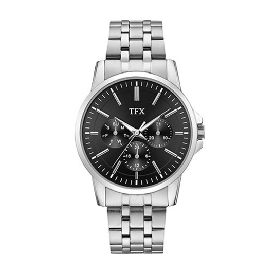 MEN'S TFX SILVER-TONE SS CHRONOGRAPH WATCH, BLACK DIAL