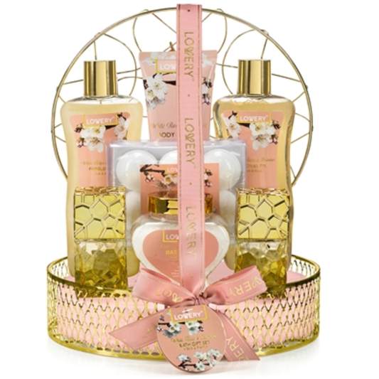 WHITE ROSE AND JASMINE SPA GIFT, GOLD, 13 PIECES