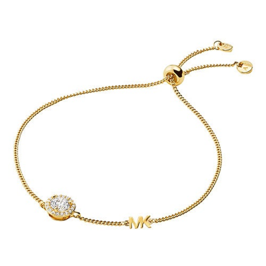 PRECIOUS METAL PAVE STERLING SILVER SLIDER BRACELET GOLD