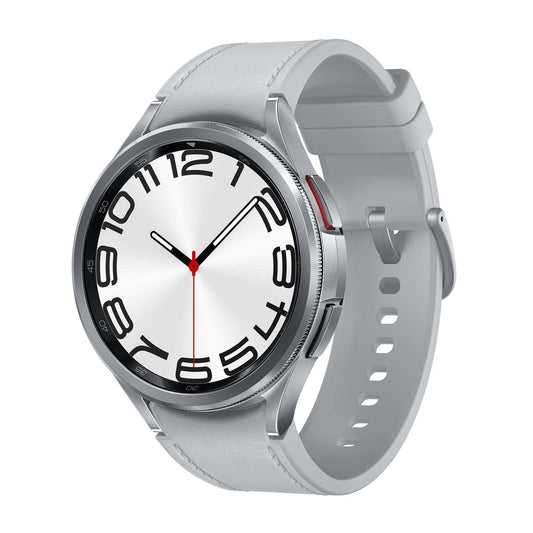 GALAXY WATCH6 CLASSIC 47MM SILVER STAINLESS STEEL & LEATHER STRAP SMARTWATCH
