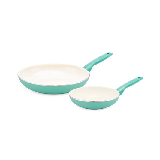 RIO 8" & 10" CERAMIC NONSTICK FRY PAN SET TURQUOISE