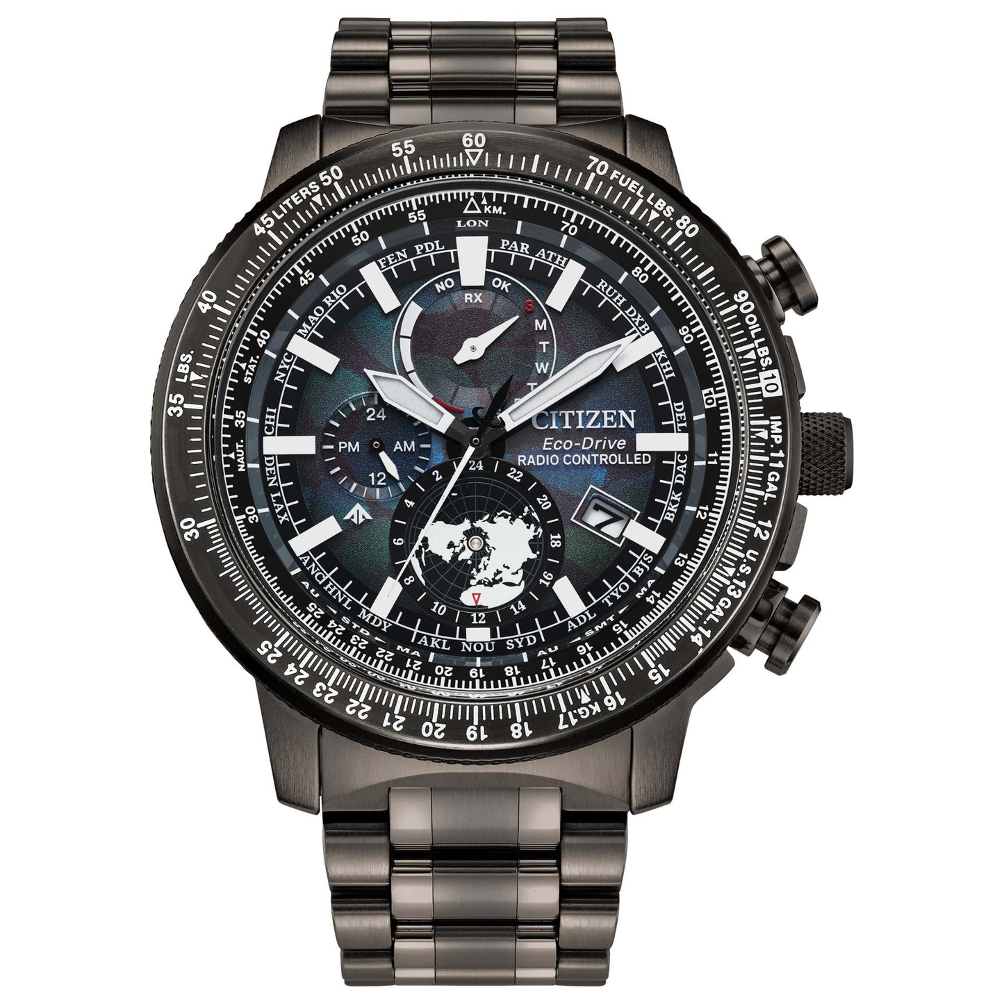 Men's Promaster Geo Trekker Eco-Drive Gray Stainless Steel Watch, Earth Dial