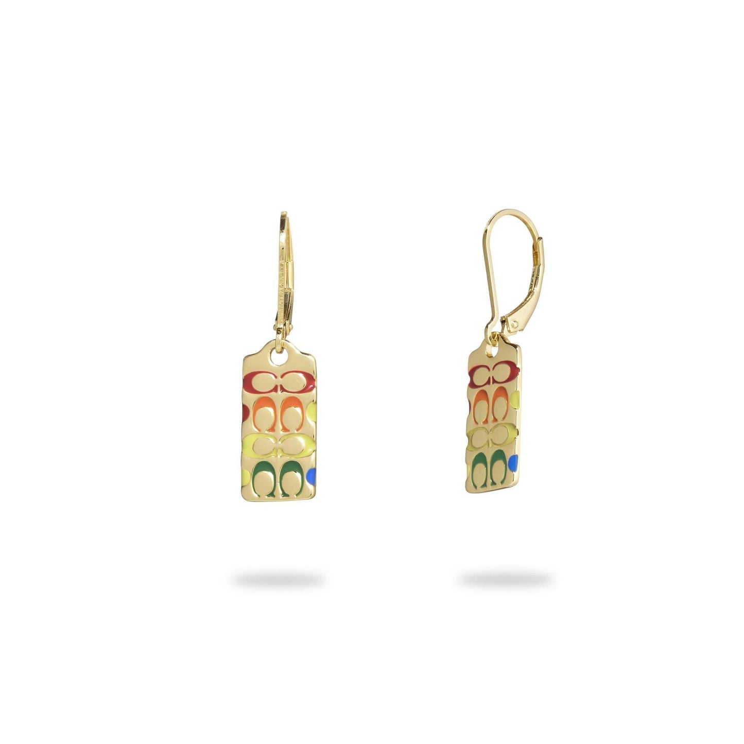 RAINBOW QUILTED C TAG DROP EARRINGS