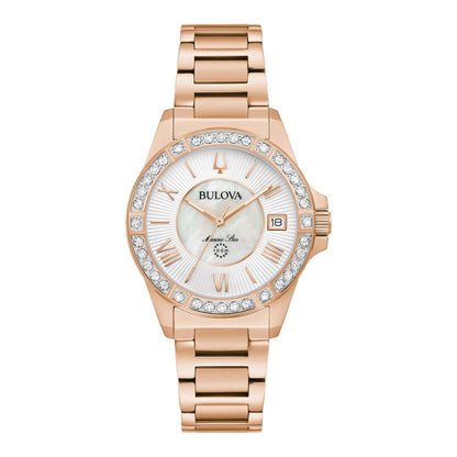 LADIES' MARINE STAR SERIES L DIAMOND ROSE GOLD-TONE SS WATCH, WHITE MOP DIAL