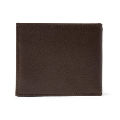 PEBBLED LEATHER BILLFOLD BROWN