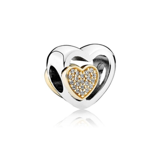 JOINED TOGETHER TWO TONE CHARM, CLEAR CZ