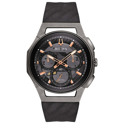 MENS CURV CHRONOGRAPH RUBBER STRAP WATCH