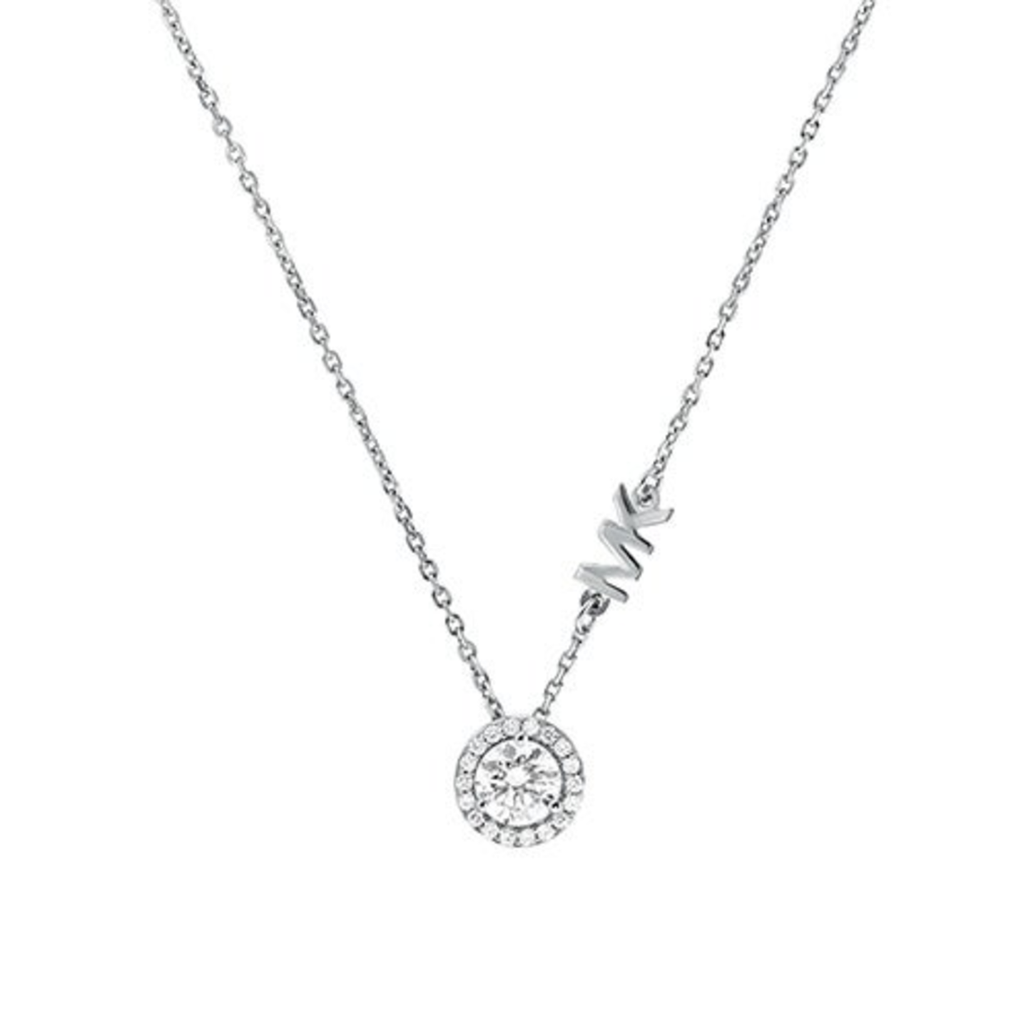 STERLING SILVER MK LOGO NECKLACE SILVER