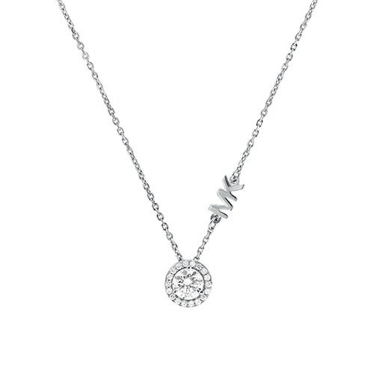 STERLING SILVER MK LOGO NECKLACE SILVER