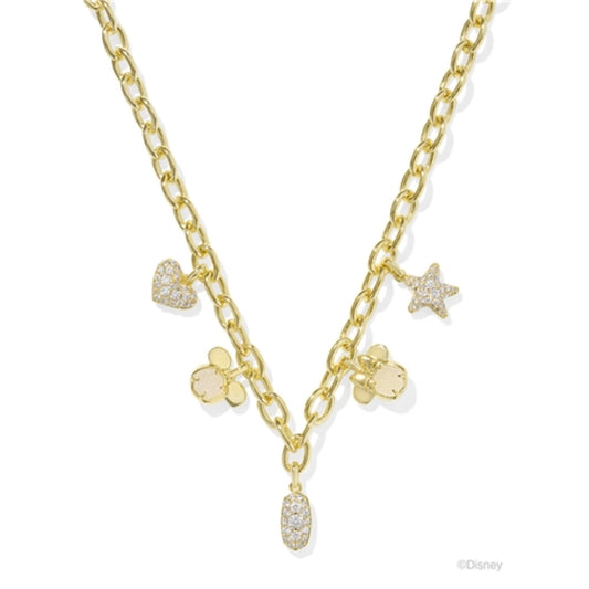 MICKEY MINNIE CHARM NECKLACE, GOLD IRIDESCENT WHITE MIX