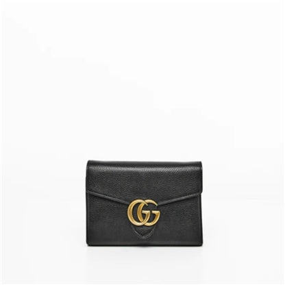 GG MARMONT LEATHER FOLDING WALLET, BLACK (NERO)