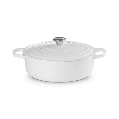 6.75QT SIGNATURE CAST IRON ROUND WIDE OVEN WHITE