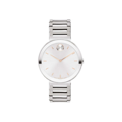 LADIES' BOLD HORIZON SILVER-TONE STAINLESS STEEL WATCH, SILVER DIAL