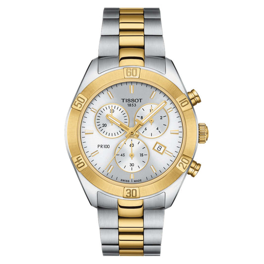 LADIES PR 100 SPORT CHIC CHRONOGRAPH 2-TONE STAINLESS STEEL WATCH