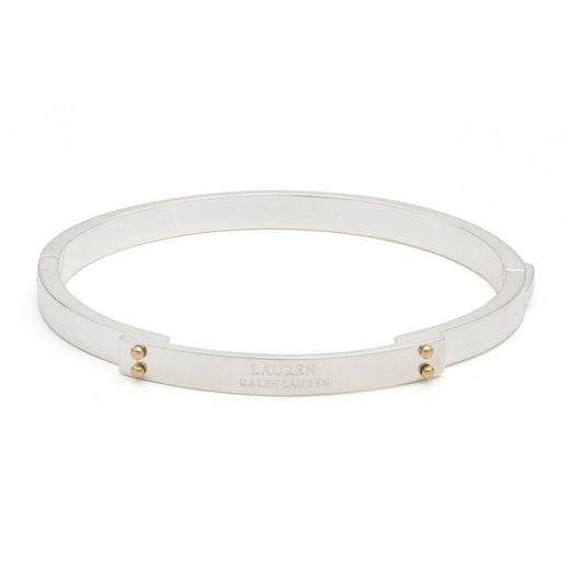 TWO-TONE STERLING LOGO BANGLE BRACELET