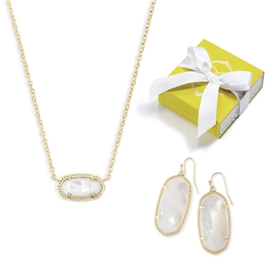 Classic Ivory MOP 2 Pc Gift Box Set, Gold