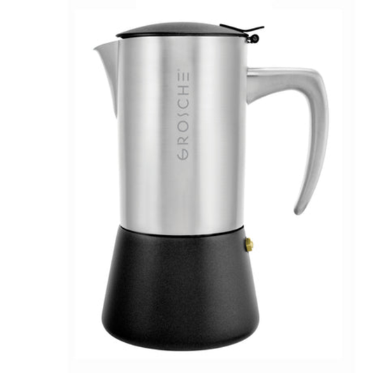 GROSCHE STOVETOP ESPRESSO MAKER MILANO BRUSHED STEEL - 10 CUP