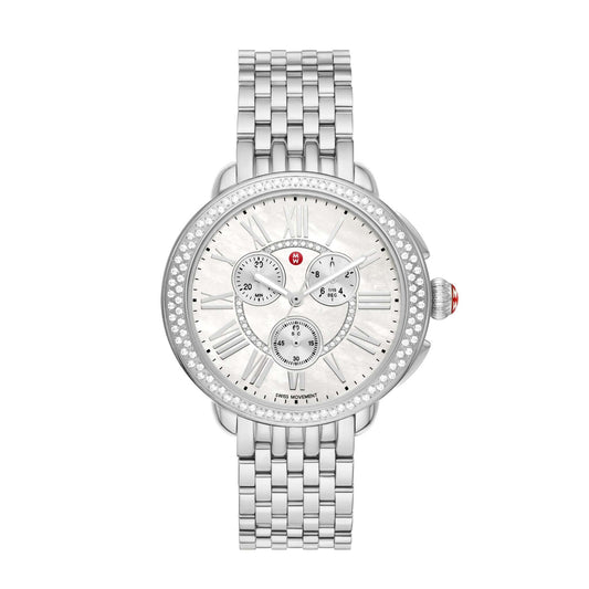 LADIES' SEREIN CHRONOGRAPH SS 123 DIAMOND WATCH, MOP DIAL