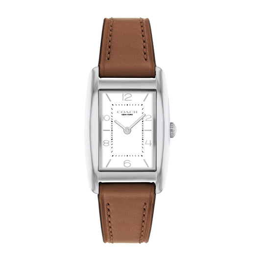 LADIES' REESE RECTANGLE LEATHER STRAP WATCH