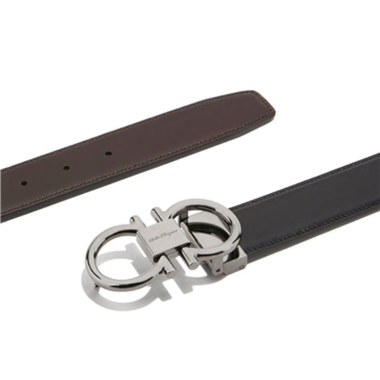 Gancini Reversible and Adjustable Belt, Black