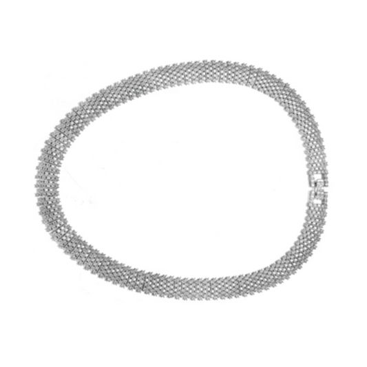 RHODIUM CZ STATEMENT NECKLACE, CLEAR, 16''